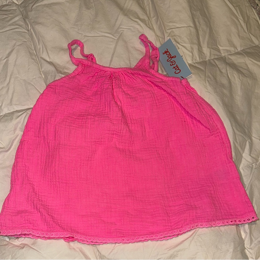 Cat & Jack Neon Pink Tunic Top Adjustable Straps for Kids Family Beach Trip